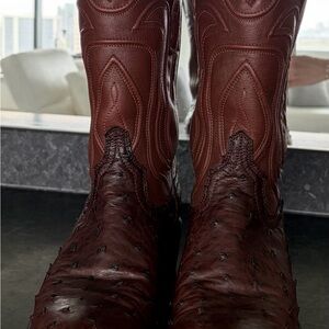 Tecovas Rich Brown Ostrich Leather Boots